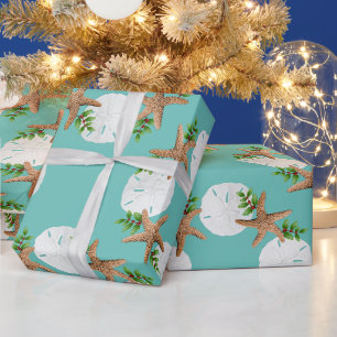 Beach Wreath Sand Dollars Muster Weihnachten Geschenkpapier