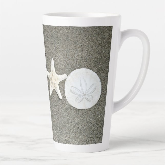 Beach X's and O's Foto Latte Coffee Tasse (Rechts)