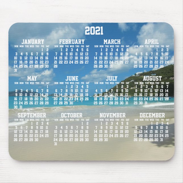 Beach Yearly Calendar 2021 Mouse Pads Mousepad (Vorne)