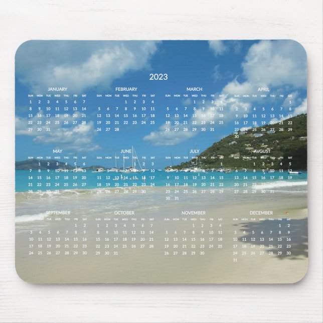 Beach Yearly Calendar 2023 Mouse Pad Mousepad (Vorne)