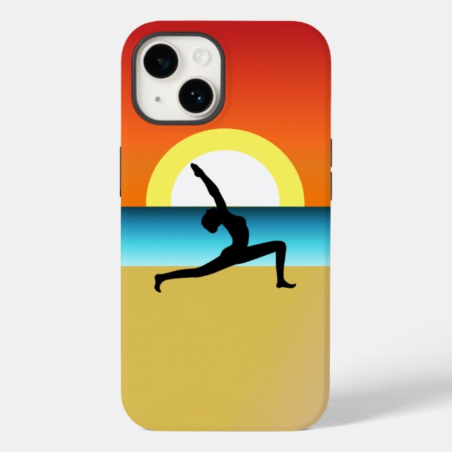 Beach Yoga Frau in einer Pose des Kriegers Case-Mate iPhone Hülle (Rückseite)