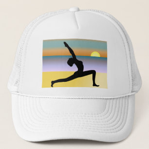 Beach Yoga Pose Silhouette Frauen Hut Truckerkappe