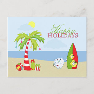 Beach Zahnarzt Zahn Happy Holidays Weihnachtskarte Feiertagspostkarte
