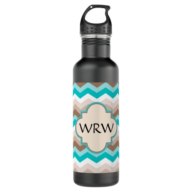Beach Zickzack Zigzag Monogramm Trinkflasche (Vorderseite)