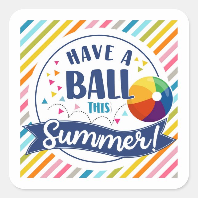 Beachball druckbare Geschenktafel haben Sie einen  Quadratischer Aufkleber (Vorderseite)