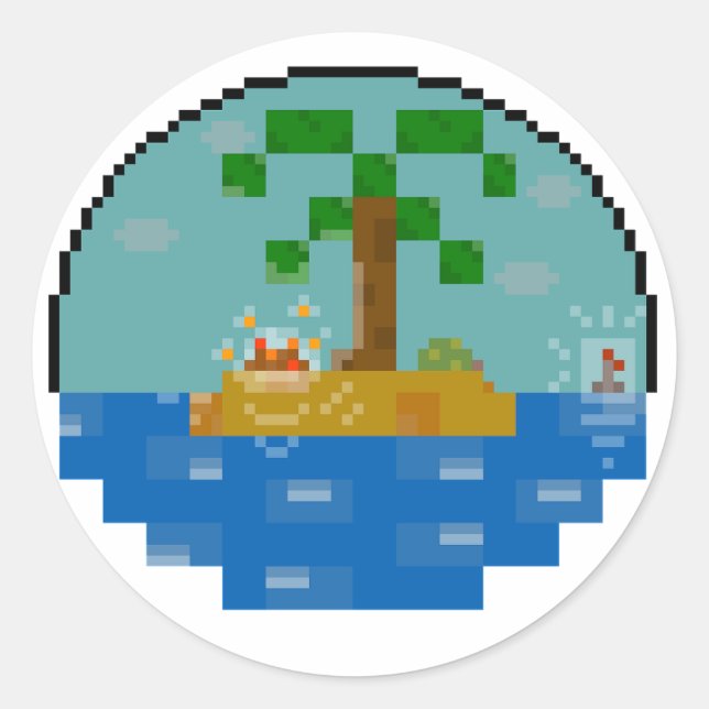 Beachbiome-Kugel [Nacht] Runder Aufkleber (Vorderseite)