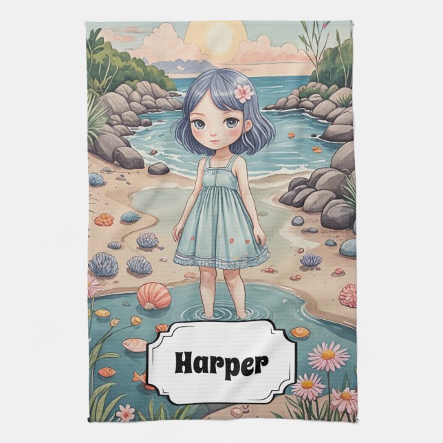 Beachcomber's Bliss Personalisiert Geschirrtuch (Vertikal)