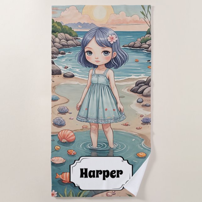 Beachcomber's Bliss Personalisiert Strandtuch (Vorderseite)