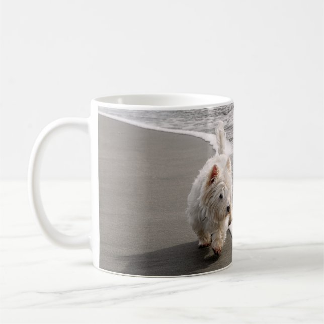 Beachcombing Westie Photo Coffee Mug (Gauche)