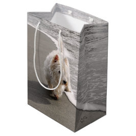 Beachcoming Westie Foto Geschenktasche Mittlere Geschenktüte
