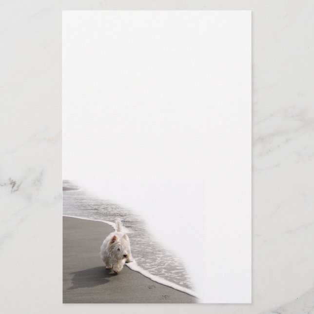 Beachcoming Westie Foto Stationery Briefpapier (Vorderseite)