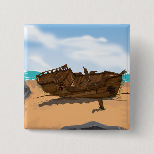 Beached Shipwreck Button