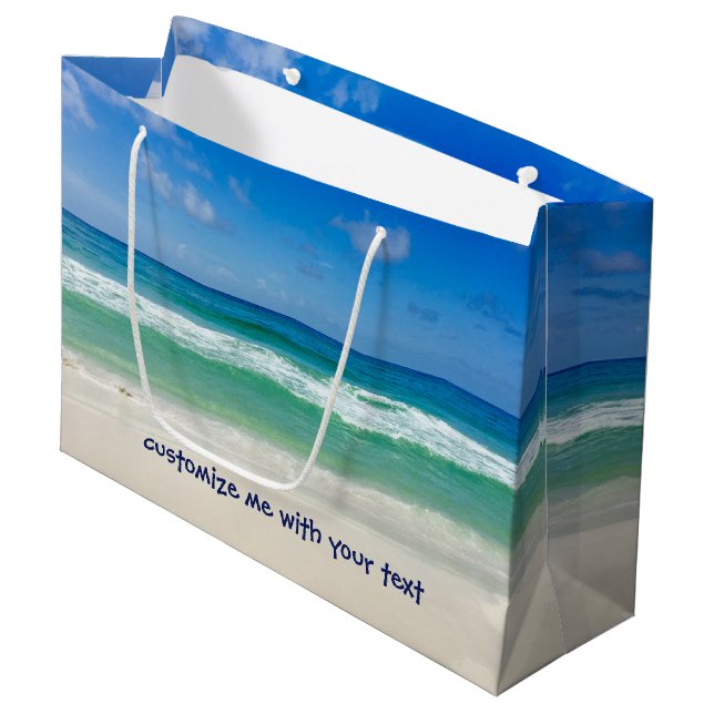 Beachfotografie Blauer Himmel mit Wellen nach Maß Große Geschenktüte (Vorderseite Schrägansicht)