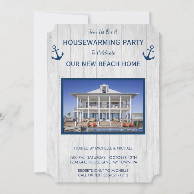 Beachhouse oder Lake House Einladung (Vorderseite)
