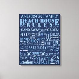 Beachhouse reguliert Blue Custom Family Hütte Sign Leinwanddruck