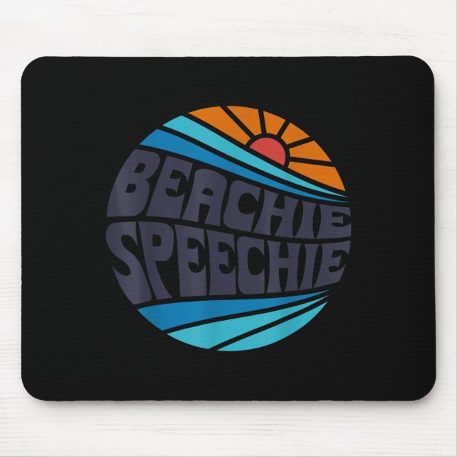 Beachie Speechie Logopädie Strand Retro Sommer Mousepad (Vorne)
