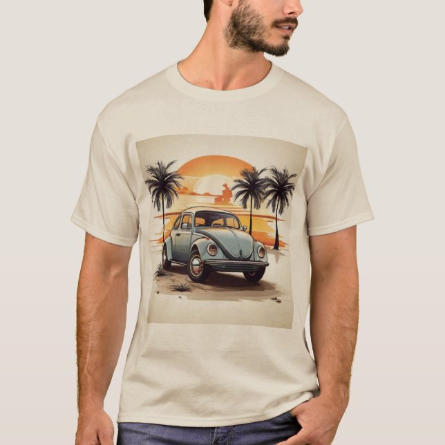"Beachside Beetle Tee - Coastal Vintage Car Lover' (Vorderseite)