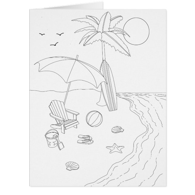 Beachszene Erwachsene Farbe Big Card (Vorderseite)