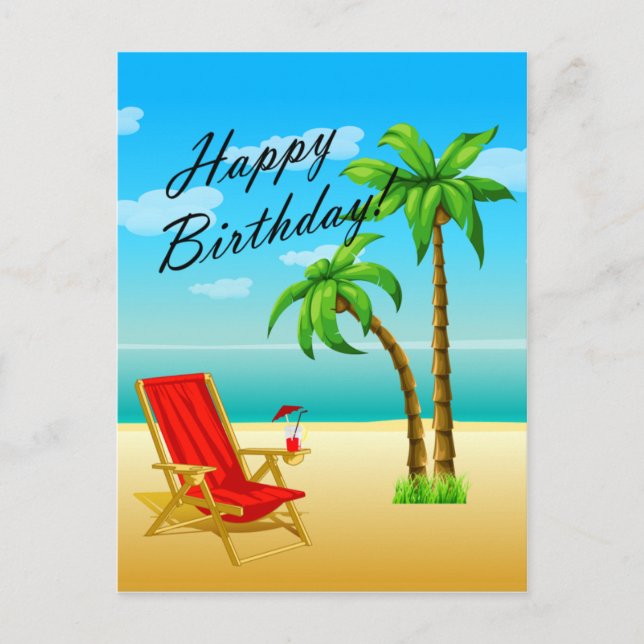 Beachszene Geburtstagskarte Postkarte (Vorderseite)