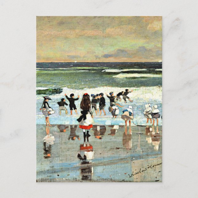Beachszene, Vintage Malerei, Postkarte (Vorderseite)