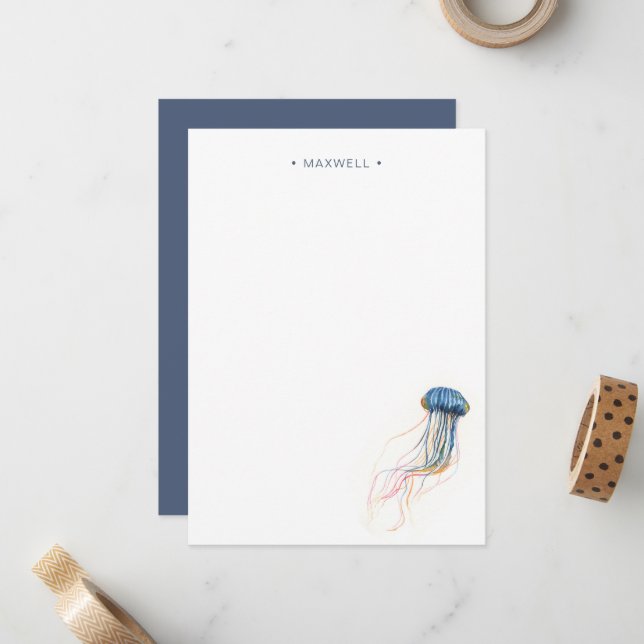 Beachte Karte für das blaue Jelly-Fisch-Papier für (Vorderseite/Rückseite Beispiel)