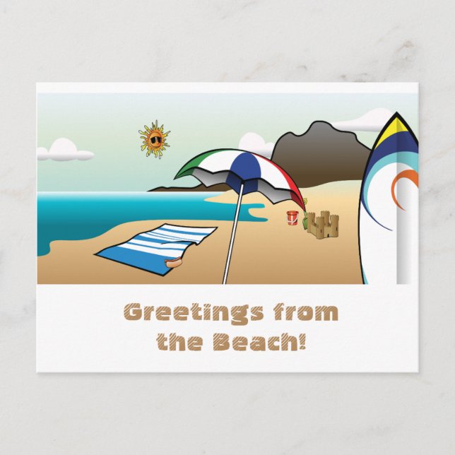 Beachurlaub Begrüßung Postkarte (Vorderseite)