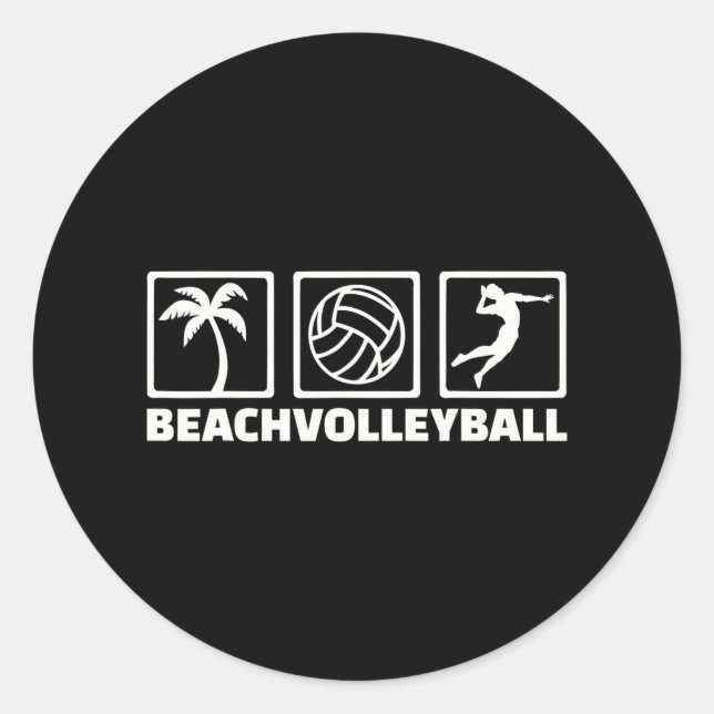 Beachvolleyball-Symbole Runder Aufkleber (Vorderseite)