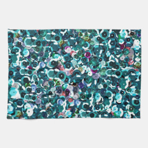 Beachy Aqua-blaue ImitatSequins Küchentuch