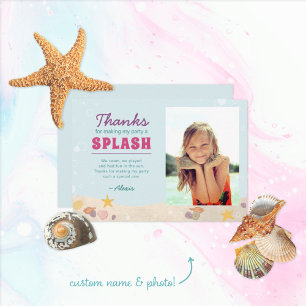 Beachy Birthday Mermaid Vielen Dank Lila Pink Blue Dankeskarte