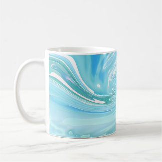 Beachy Blue Abstrakt Acrylic Pour Kaffeetasse