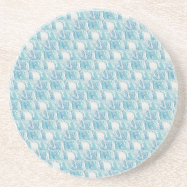 Beachy Blue Checks Sandstein Untersetzer (Vorne)