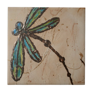 Beachy Blue und Green Dragonfly Flit Fliese