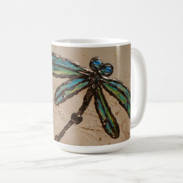 Beachy Blue und Green Dragonfly Flit Kaffeetasse