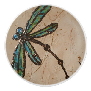 Beachy Blue und Green Dragonfly Flit Keramikknauf