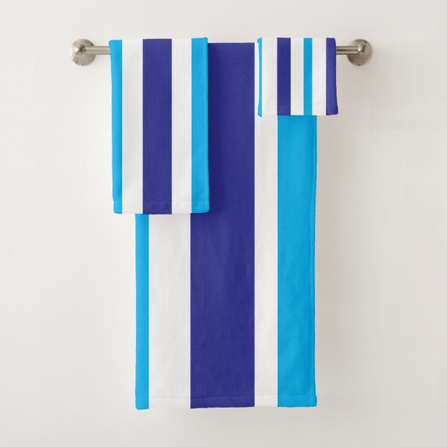 Beachy Blue White Stripes Badhandtuch Set (Insitu)