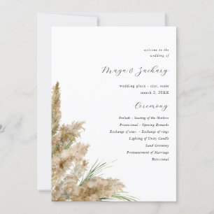 Beachy Boho Pampas Grass Wedding Programm