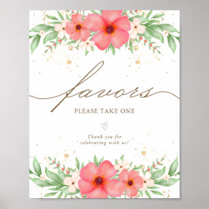 Beachy Boho Pink Elfenbeingrün Blumenfavoriten Zei Poster