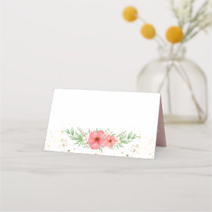 Beachy Boho Pink Elfenbeingrüne Blumengestein Platzkarte
