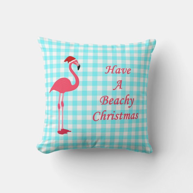 Beachy Christmas Flamingo Kissen (Vorderseite)
