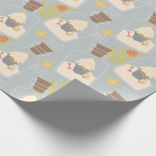Beachy Christmas Sand Pail Geschenkpapier (Ecke)
