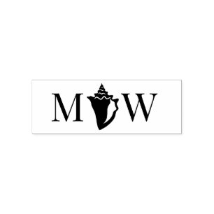 Beachy Conch Muschel Couple Wedding 2 Initial Mono Permastempel