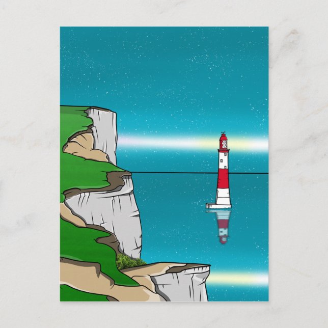 Beachy Head Leuchtturm und Cliff Top Postkarte (Vorderseite)