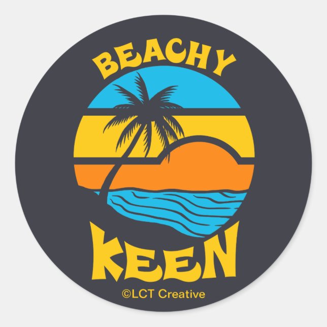 Beachy Keen Runder Aufkleber (Vorderseite)
