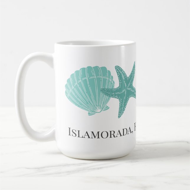 Beachy Muscheln Airbnb Ferienvermietung Kaffeetasse (Links)