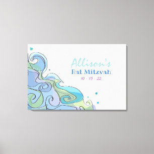 BEACHY OCEAN Bat Mitzvah Sign in Memory Board Leinwanddruck