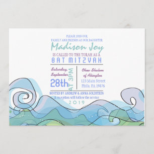 BEACHY Ocean Wave Bar Bat Mitzvah Einladung
