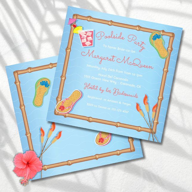 Beachy Poolside Bridal Dusche Einladung (Von Creator hochgeladen)
