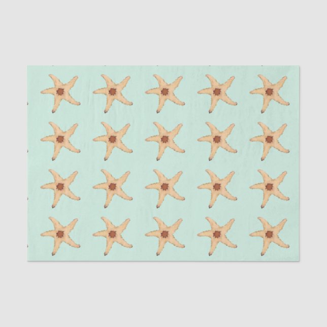 Beachy Starfish auf Aqua bringt Seidenpapier (Vorderseite)