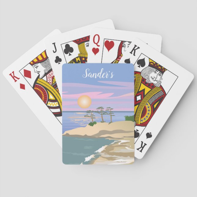 Beachy Sunset Personalisiert Classic Spielkarten (Rückseite)