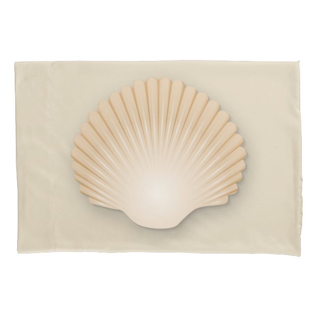Beachy Tan Scalloped Seashell Kissenbezug (Vorderseite-Links)